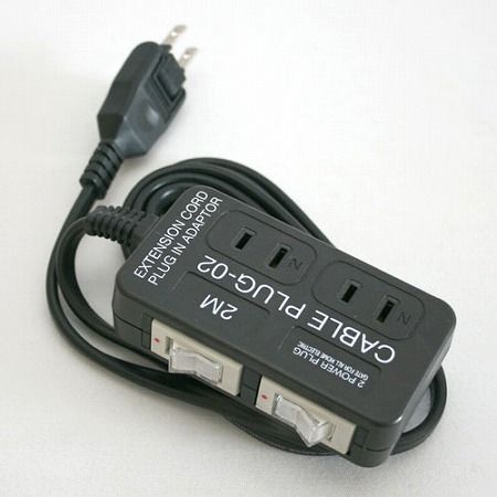 2つ口コンセントタップ CABLE PLUG-02 ブラック 延長コード 