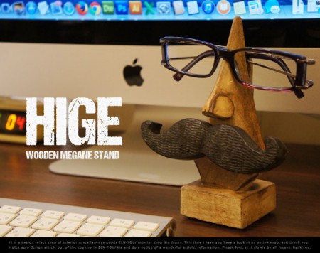 ヒゲ付きメガネスタンド。HIGE WOODEN MEGANE STAND / KUNST BAUM