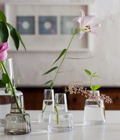 ガラスの段差花瓶。Holmegaard /  Flora ベース