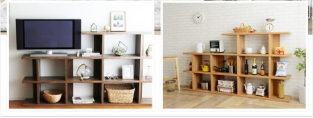 連結可能なI字型。ディスプレイシェルフ5段