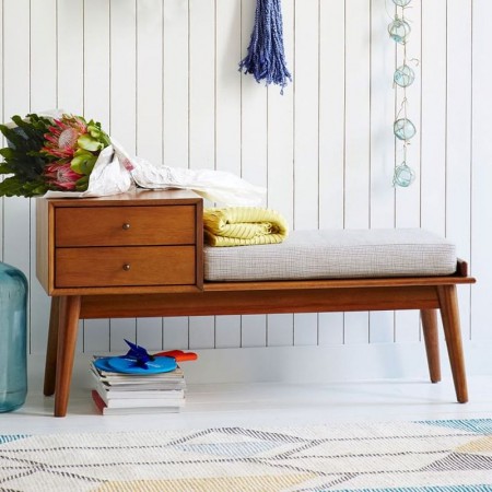 Mid-Century Storage Bench - Acorn 