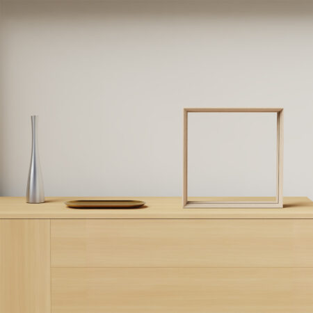 ヒノキ材の展示フレーム fufua / METAPHYS