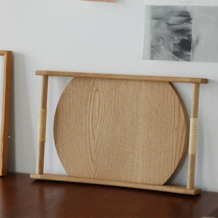 天然木と籐で作った サービングトレイ 飛騨高山 木工 束の間