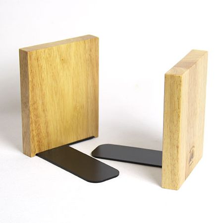 木製 ブックエンド 2個セット 
