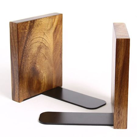 木製 ブックエンド 2個セット 