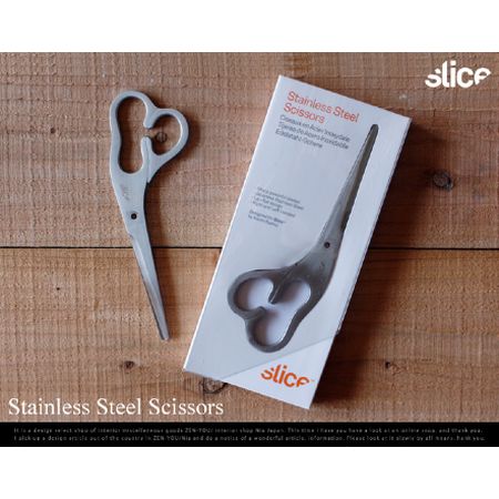 両手が喜ぶはさみ。Stainless Steel Scissors / slice / Karim Rashid