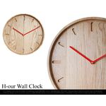 木目感丸出し一直線の掛け時計。H-our wall clock