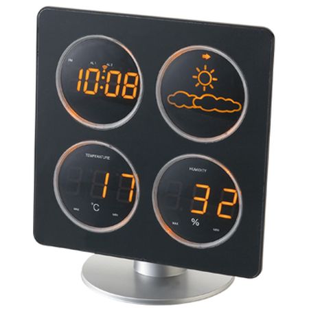 イデアIDEAデジタル電波置き時計 天気予報時計LEDウェザーステーション 